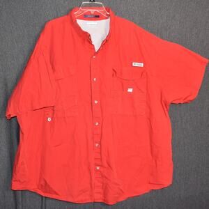 Columbia PFG Men's 5XL Big & Tall Bonehead Fishing Shirt Vented Red Button-Up